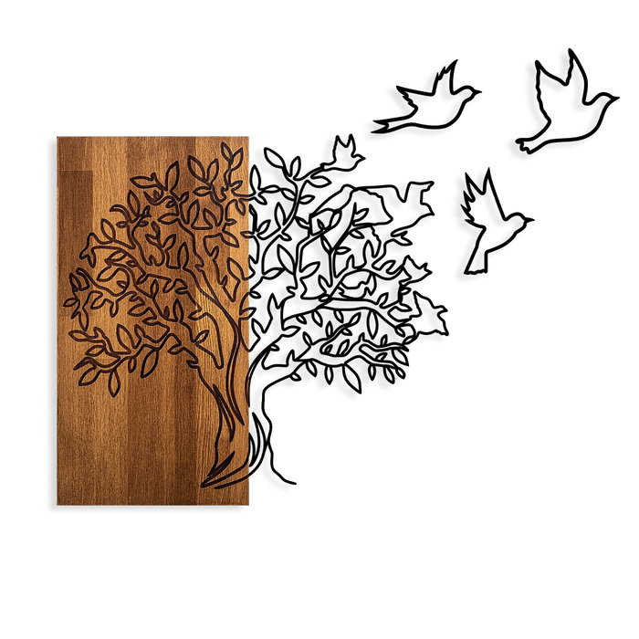 Wallity Tree And Birds 1 - Escultura de Pared de Madera y Metal Wallity Tree And Birds 1 - Escultura de Pared de Madera y Metal